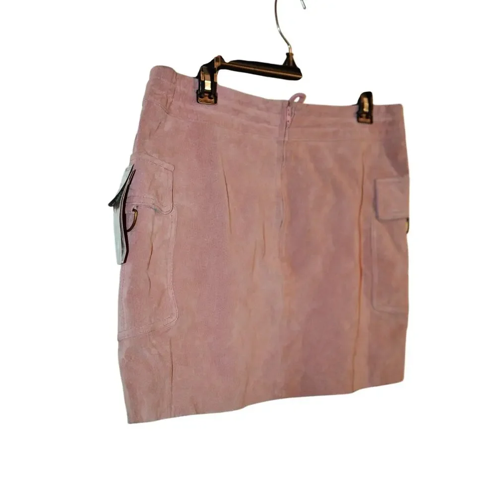 WILSONS LEATHER MAXIMA 12 Mini Skirt Mauve Pink Suede LINED NWT Rare